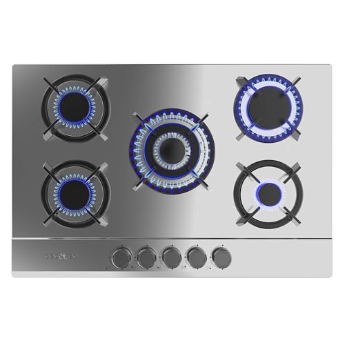Cecotec Butan- und Erdgas-Kochfeld 5 Flammen Bolero Squad G 5200S Inox. 11000W, Edelstahl, Einzelne Gusseisenroste, WOK-Brenner mit Dreifachkrone, Elektrische Zündung, Sicherheitssystem Cecotec Butan- und Erdgas-Kochfeld 5 Flammen Bolero Squad G 5200S Inox. 11000W, Edelstahl, Einzelne Gusseisenroste, WOK-Brenner mit Dreifachkrone, Elektrische Zündung, Sicherheitssystem von Cecotec