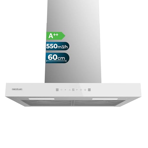 Cecotec Dunstabzugshaube 60 cm Flux TT 605500 Glas Weiß A++. 70W, Front aus weißem Glas, Niedriger Verbrauch, Absaugleistung 550m3/h, Touch-Steuerung, 3 Stufen, LED-Licht, Aktivkohlefilter Cecotec Dunstabzugshaube 60 cm Flux TT 605500 Glas Weiß A++. 70W, Front aus weißem Glas, Niedriger Verbrauch, Absaugleistung 550m3/h, Touch-Steuerung, 3 Stufen, LED-Licht, Aktivkohlefilter von Cecotec