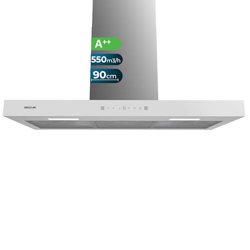 Cecotec Dunstabzugshaube 90 cm Flux TT 905500 Glas Weiß A++. 70W, Front aus weißem Glas, Niedriger Verbrauch, Absaugleistung 550m3/h, Touch-Steuerung, 3 Stufen, LED-Licht, Aktivkohlefilter Cecotec Dunstabzugshaube 90 cm Flux TT 905500 Glas Weiß A++. 70W, Front aus weißem Glas, Niedriger Verbrauch, Absaugleistung 550m3/h, Touch-Steuerung, 3 Stufen, LED-Licht, Aktivkohlefilter von Cecotec