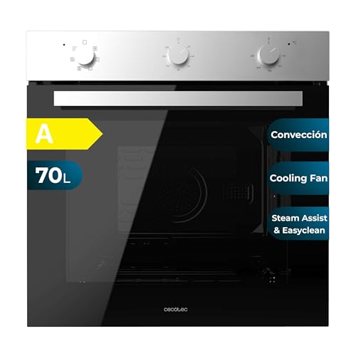Cecotec Einbau-Backofen Multifunktion 70L Bolero Hexa M236000 Inox Time. 2800W, 6 Funktionen, Timer, Steam Base XXL, Steam Assist, Steam EasyClean, Kühlgebläse, Abtau-Modus, Eco-Modus, Umluft von Cecotec