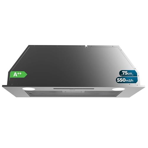 Cecotec Einbau-Dunstabzugshaube, 75 cm Bolero Flux IT 755500 Inox A++. Motor 70W, 3 Leistungsstufen, Niedriger Energieverbrauch, Edelstahlfinish, Absaugung 550m³/h, Touch-Bedienung, Booster Cecotec Einbau-Dunstabzugshaube, 75 cm Bolero Flux IT 755500 Inox A++. Motor 70W, 3 Leistungsstufen, Niedriger Energieverbrauch, Edelstahlfinish, Absaugung 550m³/h, Touch-Bedienung, Booster von Cecotec