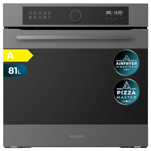 Cecotec Einbaubackofen Multifunktion 60 cm Bolero Hexa AF316000 Matt A 3400W, 81L Kapazität, 11 Funktionen mit Airfryer Master, Pizza Master, Steam Asisst, Steam EasyClean, 3D Cooking, Defrost von Cecotec