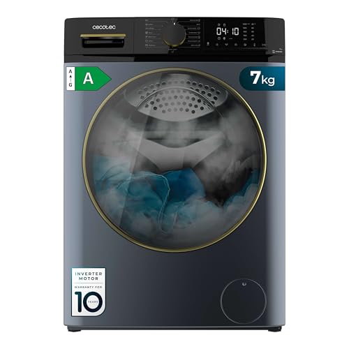 Cecotec Frontlader-Waschmaschine 7 kg Bolero Dresscode 7610 Inverter Ice Blue A. Frontlader Ice Blue mit 7 kg Kapazität, 1400 U/min, Klasse A, Dampffunktion, Inverter Plus Motor, 15 Programme von Cecotec