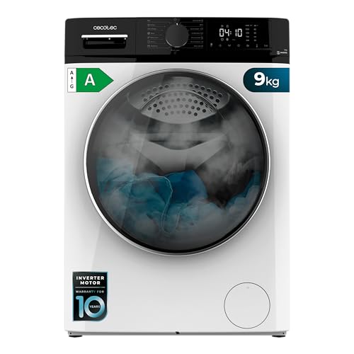 Cecotec Frontlader-Waschmaschine 9 kg Bolero Dresscode 9610 Inverter A. 2000W, 1400 U/min, Niedriger Verbrauch, Dampffunktion, Inverter Plus Motor, 15 Progr, Optimiert Wasser- und Waschmittelverbrauch von Cecotec