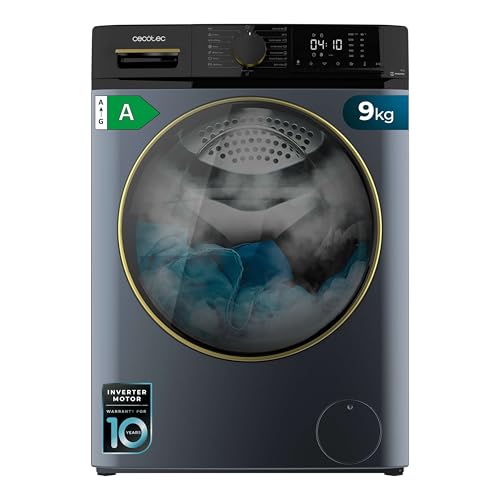 Cecotec Frontlader-Waschmaschine 9 kg Bolero Dresscode 9610 Inverter Ice Blue A. 2000W, 1400 U/min, Niedriger Verbrauch, Dampffunktion, Inverter Plus Motor, Optimiert Wasser- und Waschmittelverbrauch von Cecotec