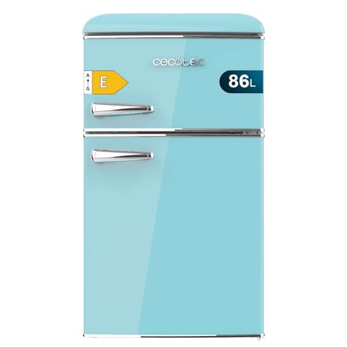 Cecotec Kleiner Kühlschrank - 2-türiger Kühlschrank - Retro 86L Bolero CoolMarket 2D Origin 86 Blue E. 89,3 cm Höhe und 48,7 cm Breite, Energieklasse E, Eisfach, Innenbeleuchtung und Chromgriff, Blau Cecotec Kleiner Kühlschrank - 2-türiger Kühlschrank - Retro 86L Bolero CoolMarket 2D Origin 86 Blue E. 89,3 cm Höhe und 48,7 cm Breite, Energieklasse E, Eisfach, Innenbeleuchtung und Chromgriff, Blau von Cecotec