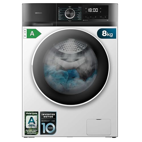 Cecotec Waschmaschine 8 Kg Carga Frontal Bolero Dresscode 8500 Inverter A. 1900 W, 1400 rpm, Motor Inverter Plus, Bajo Consumo, 16 Programas, SteamMax, Delay Start, Weiss Cecotec Waschmaschine 8 Kg Carga Frontal Bolero Dresscode 8500 Inverter A. 1900 W, 1400 rpm, Motor Inverter Plus, Bajo Consumo, 16 Programas, SteamMax, Delay Start, Weiss von Cecotec