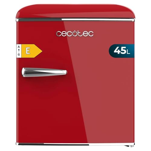 Cecotec Mini-Kühlschrank - Retro-Tischkühlschrank 45L Bolero CoolMarket TT Origin 45 Red. 55 cm hoch und 44,7 cm breit, Energieeffizienzklasse E, Eisfach und verchromter Griff, Rot von Cecotec