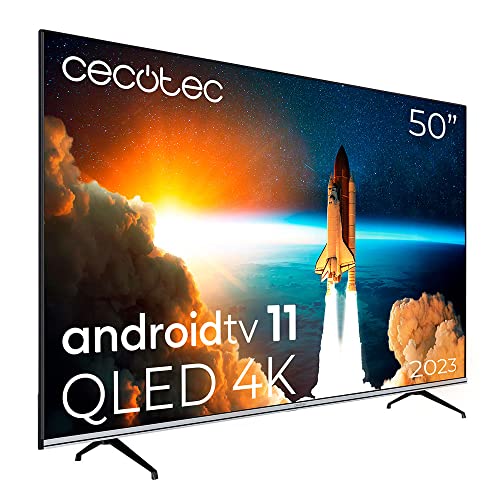 Cecotec TV QLED 50" Smart TV V1 Series VQU10050S. 4K UHD, Android 11, Rahmenloses Design, MEMC, Dolby Vision, Dolby Atmos, Wide Color Gamut 96%, 2 Lautsprechern 10W, 2 Kontrollen, Modell 2023 von Cecotec