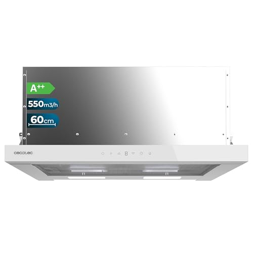Cecotec Teleskop-Dunstabzugshaube 60cm Flux TLT 605500 White Black A++. Motor 70W, Niedriger Energieverbrauch, Front aus schwarzem Glas, Absaugung 550m³/h, Touch- und Gestensteuerung, Aktivkohlefilter Cecotec Teleskop-Dunstabzugshaube 60cm Flux TLT 605500 White Black A++. Motor 70W, Niedriger Energieverbrauch, Front aus schwarzem Glas, Absaugung 550m³/h, Touch- und Gestensteuerung, Aktivkohlefilter von Cecotec
