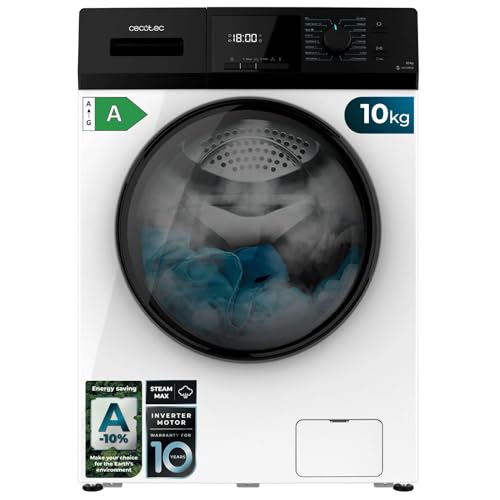 Cecotec Waschmaschine 10 kg Frontlader Bolero Dresscode 10410 Inverter A. 1950W, 1400 U/min einstellbar, 16 Programme, Inverter Plus Motor, Niedriger Verbrauch, Dampf, Kleidung sterilisieren von Cecotec