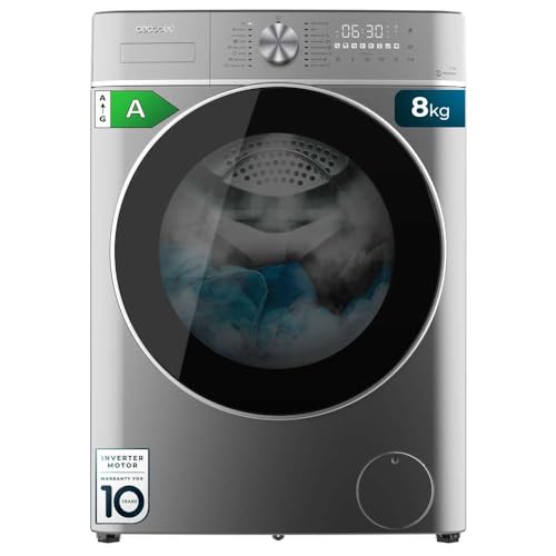 Cecotec Waschmaschine 8 kg Frontlader Bolero DressCode 8800 Inverter Steel A. 1400 U/min, 2000W, 16 Prog, Inverter Plus Motor, Niedriger Verbrauch, SteamMax, Automatische Beladung, XXL Touch-Display. von Cecotec