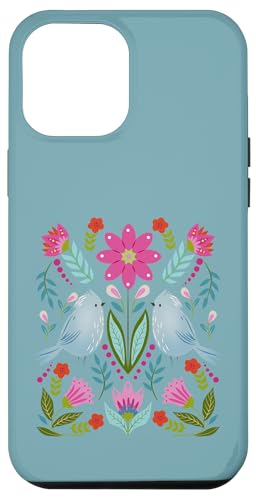 Boho Blue Vögel und Blumen Hülle für iPhone 12 Pro Max von Cedar Rue