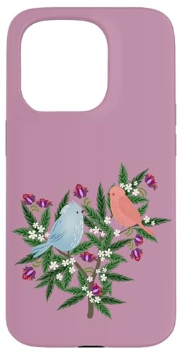 Boho Vögel und Blumen Hülle für iPhone 15 Pro von Cedar Rue