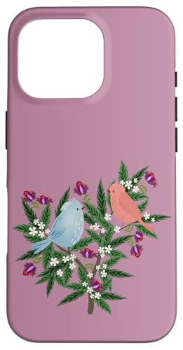 Boho Vögel und Blumen Hülle für iPhone 16 Pro von Cedar Rue