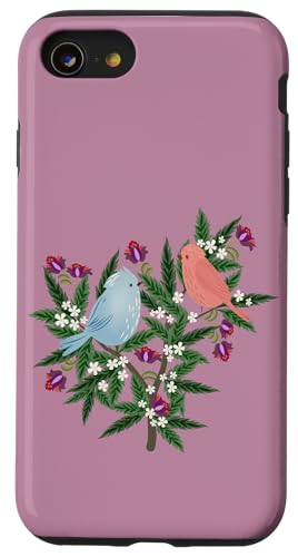 Boho Vögel und Blumen Hülle für iPhone SE (2020) / 7 / 8 von Cedar Rue