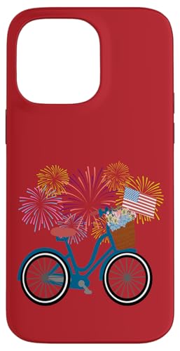 Fahrrad mit amerikanischer Flagge und Feuerwerk Hülle für iPhone 14 Pro Max von Cedar Rue