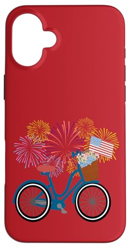 Fahrrad mit amerikanischer Flagge und Feuerwerk Hülle für iPhone 16 Plus Fahrrad mit amerikanischer Flagge und Feuerwerk Hülle für iPhone 16 Plus von Cedar Rue