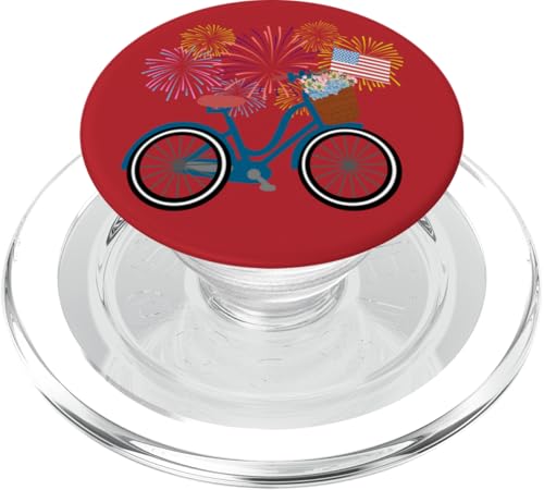Fahrrad mit amerikanischer Flagge und Feuerwerk PopSockets PopGrip für MagSafe Fahrrad mit amerikanischer Flagge und Feuerwerk PopSockets PopGrip für MagSafe von Cedar Rue