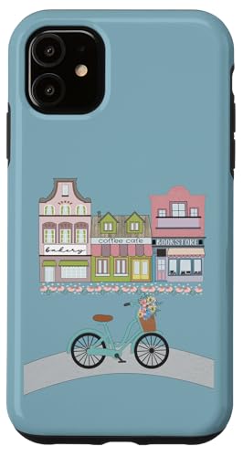 Gemütliche Stadt und Fahrrad mit Blumen Hülle für iPhone 11 von Cedar Rue