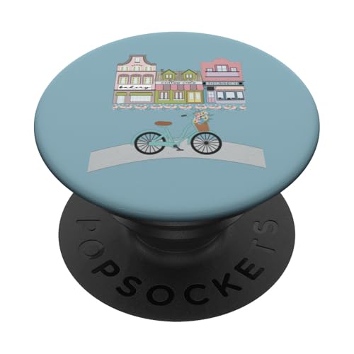 Gemütliche Stadt und Fahrrad mit Blumen PopSockets Klebender PopGrip Gemütliche Stadt und Fahrrad mit Blumen PopSockets Klebender PopGrip von Cedar Rue