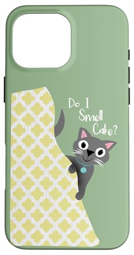 Rieche ich Kuchen? Katze schaut aus dem Vorhang lustig Hülle für iPhone 16 Pro Max von Cedar Rue