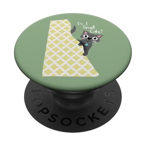Rieche ich Kuchen? Katze schaut aus dem Vorhang lustig PopSockets Klebender PopGrip Rieche ich Kuchen? Katze schaut aus dem Vorhang lustig PopSockets Klebender PopGrip von Cedar Rue