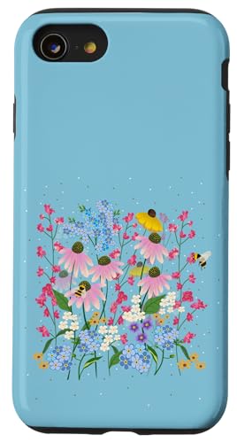 Wildblumen und Bienen Hülle für iPhone SE (2020) / 7 / 8 von Cedar Rue