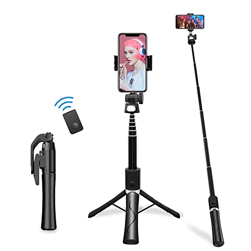 CedarTrap Selfie Stick Stativ, DREI in einem Bluetooth Selfie Stick Stativ, erweiterbar tragbarer Selfie Stick, Stativ mit Abnehmbarer drahtloser Fernbedienung und Stabilität, Black von CedarTrap