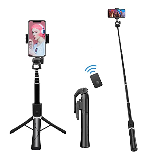 CedarTrap Selfie Stick Stativ, erweiterbar tragbarer Selfie Stick,DREI in einem Bluetooth Selfie Stick Stativ, Stativ mit Abnehmbarer drahtloser Fernbedienung und Stabilität, Black, zpg-5.23 von CedarTrap