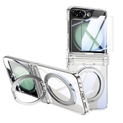 CeeEee Compatible with Samsung Galaxy Z Flip 5 Hülle 5G Stoßfest Dünn Case mit Ring Rotating Stand Protective Schutzhülle, Unterstützt magnetisches Laden - Transparent CeeEee Compatible with Samsung Galaxy Z Flip 5 Hülle 5G Stoßfest Dünn Case mit Ring Rotating Stand Protective Schutzhülle, Unterstützt magnetisches Laden - Transparent von CeeEee