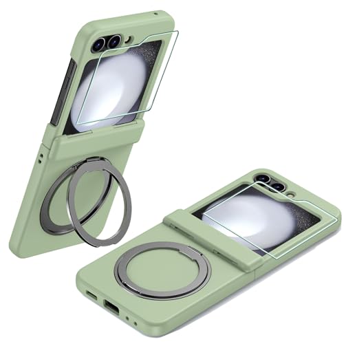CeeEee Compatible with Samsung Galaxy Z Flip 6 Hülle 5G Stoßfest Dünn Case mit Ring Rotating Stand Protective Schutzhülle, Unterstützt magnetisches Laden - Grün CeeEee Compatible with Samsung Galaxy Z Flip 6 Hülle 5G Stoßfest Dünn Case mit Ring Rotating Stand Protective Schutzhülle, Unterstützt magnetisches Laden - Grün von CeeEee