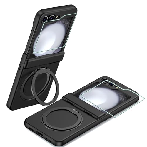 CeeEee Compatible with Samsung Galaxy Z Flip 6 Hülle 5G Stoßfest Dünn Case mit Ring Rotating Stand Protective Schutzhülle, Unterstützt magnetisches Laden - Schwarz CeeEee Compatible with Samsung Galaxy Z Flip 6 Hülle 5G Stoßfest Dünn Case mit Ring Rotating Stand Protective Schutzhülle, Unterstützt magnetisches Laden - Schwarz von CeeEee