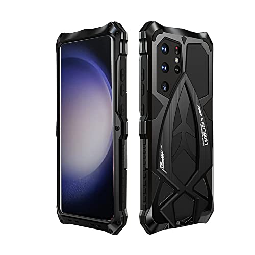 CeeEee Galaxy S23 Ultra Hülle Metall Stoßfeste Outdoor Schutzhülle Case für Samsung S23Ultra Integrierte Silikon Handyhülle - Schwarz von CeeEee