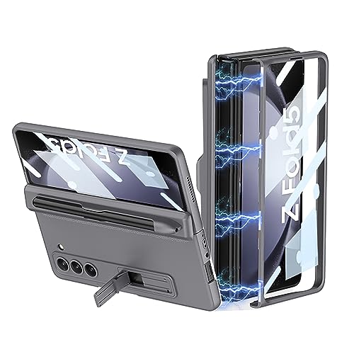 CeeEee Galaxy Z Fold5 5g Hülle 360 Grad Vollschutz Case Built in Bildschirm Schutz Handyhülle Hybrid Standerfunktion Scharnier Schutzhülle, Grau von CeeEee