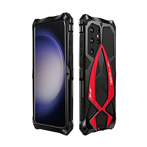 CeeEee Handyhülle für Galaxy S23 Ultra Militär Protction Metall und Silikon Stoßfeste Hülle für S23ultra Rugged Outdoor Case Cover - Rot von CeeEee