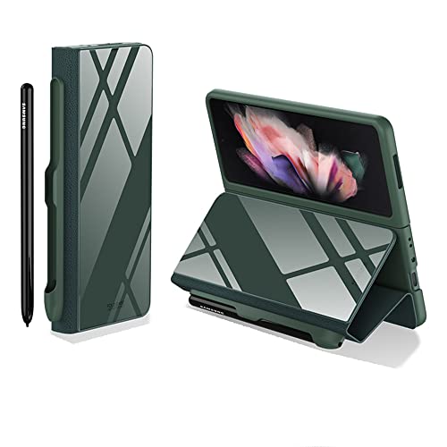 CeeEee Handyhülle für Samsung Galaxy Z Fold 3 5g Hülle mit S-Pen Halter Premium 9H Panzerglas und PU Leder 360 Grad Stoßfeste Case mit Standerfunktion, Grün CeeEee Handyhülle für Samsung Galaxy Z Fold 3 5g Hülle mit S-Pen Halter Premium 9H Panzerglas und PU Leder 360 Grad Stoßfeste Case mit Standerfunktion, Grün von CeeEee