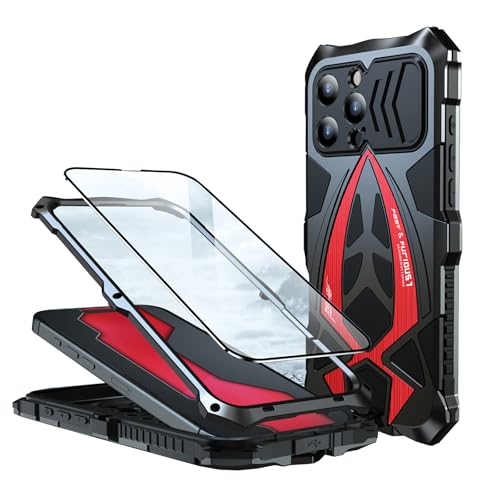 CeeEee Handyhülle für iPhone 16 Pro Max Outdoor Militär Protction Cover Stoßfeste Metall Hülle mit Bildschirmschutz Panzerhülle - Rot CeeEee Handyhülle für iPhone 16 Pro Max Outdoor Militär Protction Cover Stoßfeste Metall Hülle mit Bildschirmschutz Panzerhülle - Rot von CeeEee