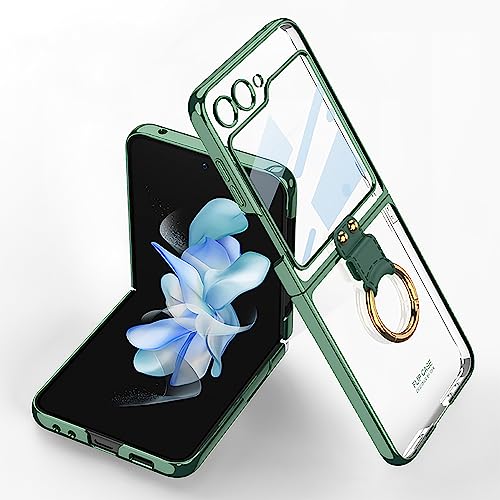 CeeEee Hülle für Samsung Galaxy Z Flip 6 5G Ring Ständer Transparent Case mit Kleine Bildschirmschutz Stoßfest Schutzhülle - Grün CeeEee Hülle für Samsung Galaxy Z Flip 6 5G Ring Ständer Transparent Case mit Kleine Bildschirmschutz Stoßfest Schutzhülle - Grün von CeeEee