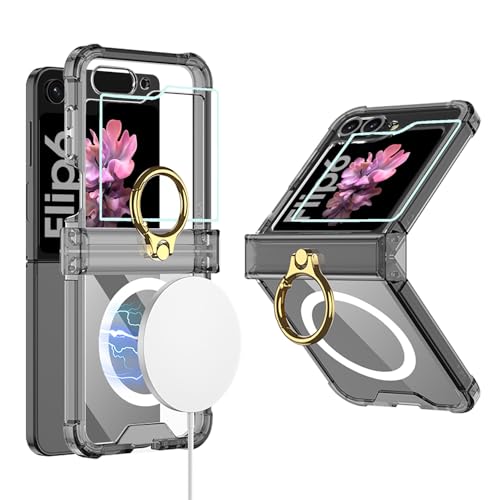 CeeEee Hülle für Samsung Galaxy Z Flip 6 5g Ring Scharnierschutz Handyhülle Silikon Stoßstange Case mit Kleiner Bildschirmschutz Schnelles Aufladen Cover - Schwarz CeeEee Hülle für Samsung Galaxy Z Flip 6 5g Ring Scharnierschutz Handyhülle Silikon Stoßstange Case mit Kleiner Bildschirmschutz Schnelles Aufladen Cover - Schwarz von CeeEee