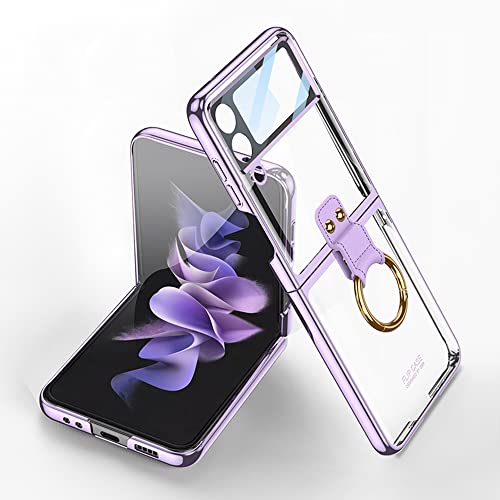 CeeEee Hülle für Samsung Z Flip 4 Transparent Handyhülle Kleine Bildschirmschutz Stoßfest Dünn Klappbar Case für Galaxy Z Flip 4 5g mit Ring Ständer - Violett von CeeEee