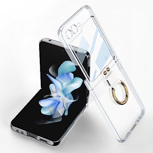 CeeEee Hülle für Samsung Z Flip 5 Transparent Handyhülle Stoßfest Dünn Klappbar Case für Galaxy Z Flip 5 5g mit Ring Ständer - Transparent von CeeEee