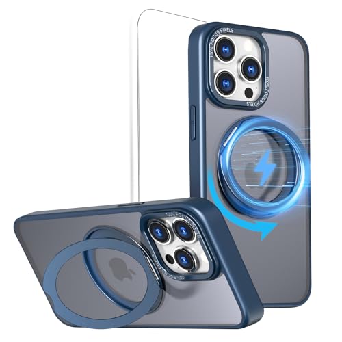 CeeEee Hülle iPhone 15 Pro 360° Drehbar Ständer Handyhülle für MagSafe Dünne Schutzhülle Matte Stoßfeste Kameraschutz Case - Blau CeeEee Hülle iPhone 15 Pro 360° Drehbar Ständer Handyhülle für MagSafe Dünne Schutzhülle Matte Stoßfeste Kameraschutz Case - Blau von CeeEee