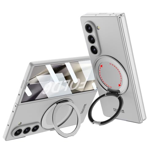 CeeEee Kompatibel mit Samsung Galaxy Z Fold 6 Hülle 5G Bildschirmschutz Dünn Cover mit 360° drehbarer Ständer Ring Schutzhülle - Silber CeeEee Kompatibel mit Samsung Galaxy Z Fold 6 Hülle 5G Bildschirmschutz Dünn Cover mit 360° drehbarer Ständer Ring Schutzhülle - Silber von CeeEee
