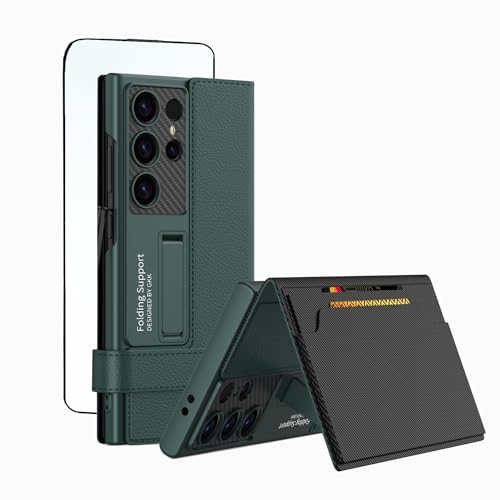 CeeEee Lederhülle für Samsung Galaxy S24 Ultra 5g Two Card Slots and Kameraschutz Leder Case with Stand Function Protective Cover - Grün von CeeEee