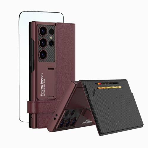 CeeEee Lederhülle für Samsung Galaxy S24 Ultra 5g Two Card Slots and Kameraschutz Leder Case with Stand Function Protective Cover - Rot CeeEee Lederhülle für Samsung Galaxy S24 Ultra 5g Two Card Slots and Kameraschutz Leder Case with Stand Function Protective Cover - Rot von CeeEee