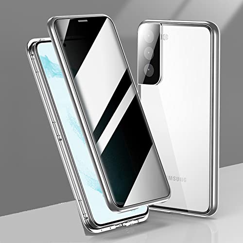 CeeEee Samsung Galaxy S22 Handyhülle Sichtschutz Metallrahmen Privacy Hülle Magnetische Adsorption Anti-Peep Case mit Dual Glas 360-Grad - Silber CeeEee Samsung Galaxy S22 Handyhülle Sichtschutz Metallrahmen Privacy Hülle Magnetische Adsorption Anti-Peep Case mit Dual Glas 360-Grad - Silber von CeeEee