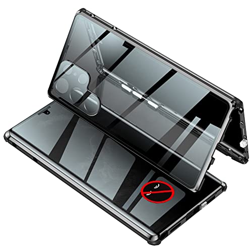 CeeEee Samsung Galaxy S23 Ultra Hülle 5G 360 Grad Komplett Case Anti Peeping gehärtetem Glas Cover Metall Stoßfänger mit kameraschutz Magnetisch Handyhülle - Schwarz von CeeEee
