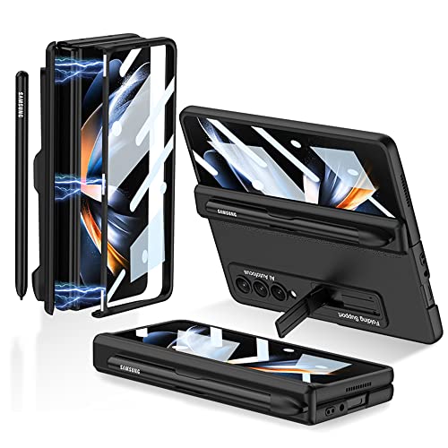 CeeEee Samsung Galaxy Z Fold 4 Hülle 5g 360 Grad Vollschutz Case Built in Bildschirm Schutz Handyhülle mit S Pen Halter und Kickstand Scharnier Schutzhülle, Schwarz von CeeEee
