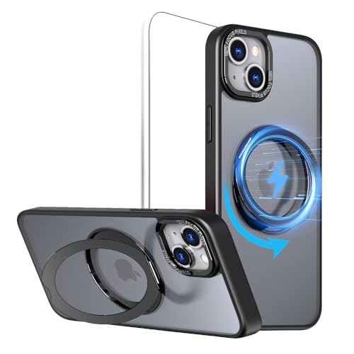 CeeEee iPhone 15 Hülle für MagSafe mit 360° Drehbar Ständer Schutzhülle Matte Dünne Stoßfeste Kratzfest Handyhülle - Schwarz CeeEee iPhone 15 Hülle für MagSafe mit 360° Drehbar Ständer Schutzhülle Matte Dünne Stoßfeste Kratzfest Handyhülle - Schwarz von CeeEee